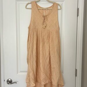 Free People Peach Tassel Tie Sleeveless Sundress